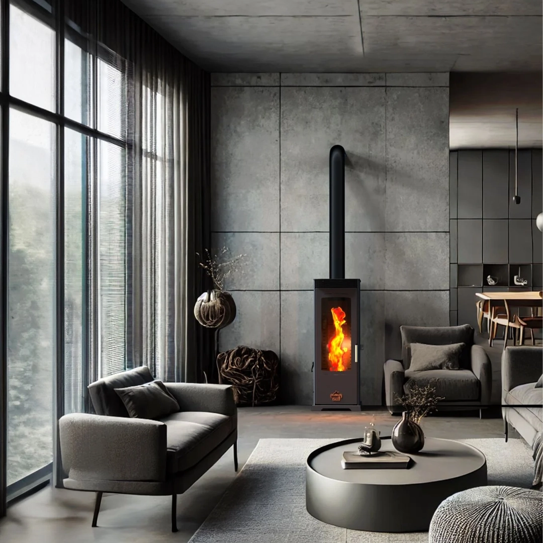 BABAS STOVE FLAME 12KW FAN MANUEL ODUN VE PELET SOBASI